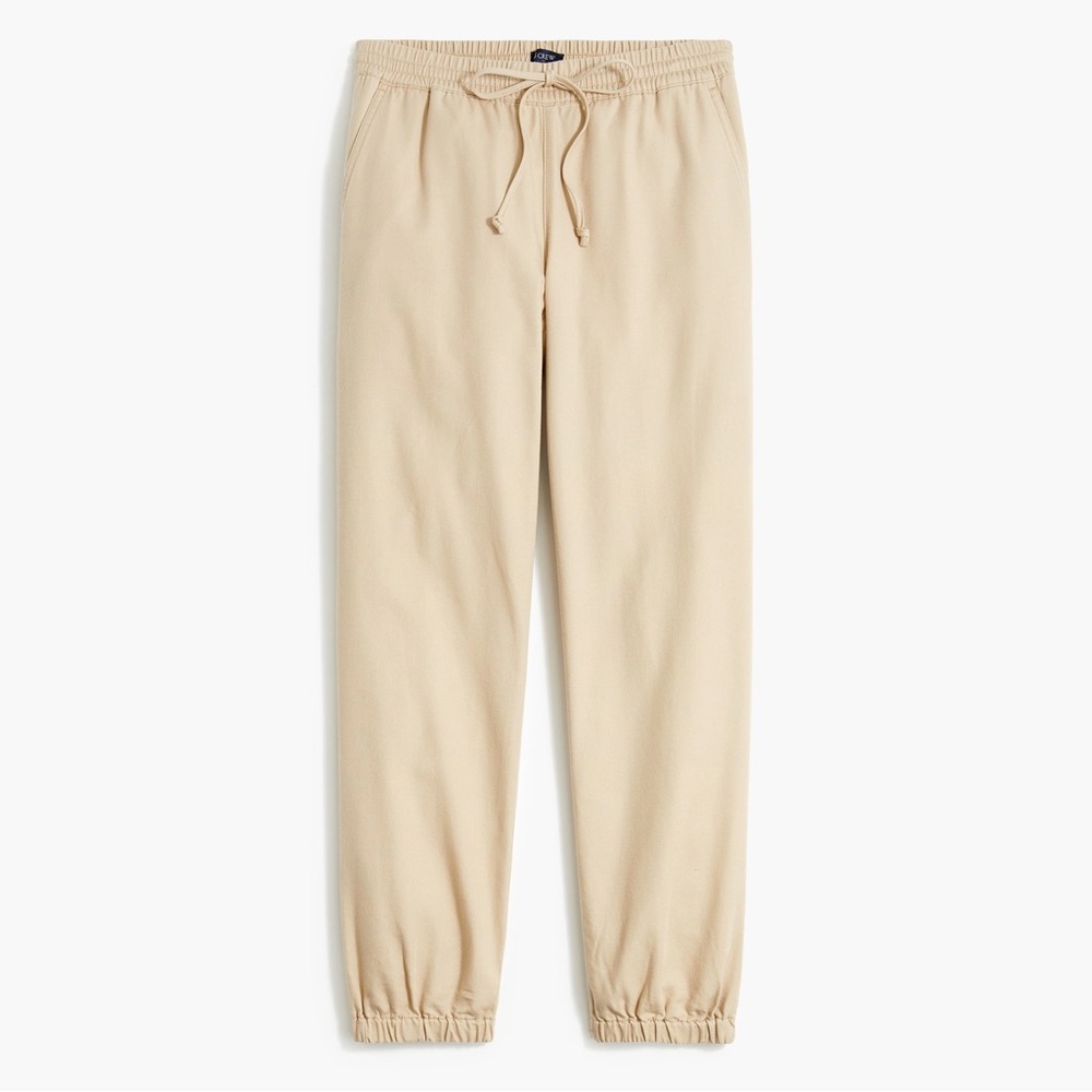 J.Crew Factory Lightweight Elastic Hem Jogger Pants cotton twill light khaki 6